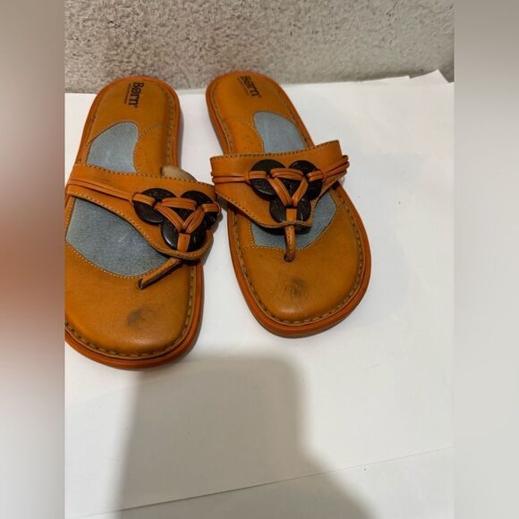 Born orange thong comfy leather flip flops size 8 /39 - Picture 2 of 6